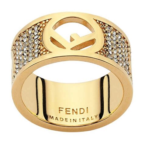 Fendi: Gold & White 'F is Fendi' Ring 